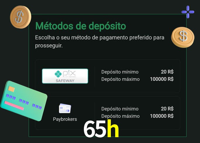 O cassino 65h oferece uma grande variedade de métodos de pagamento